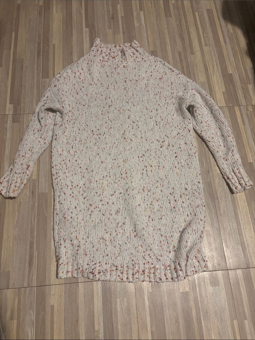 Cozy Speckled Cream Mock Neck Women's Sweater dress